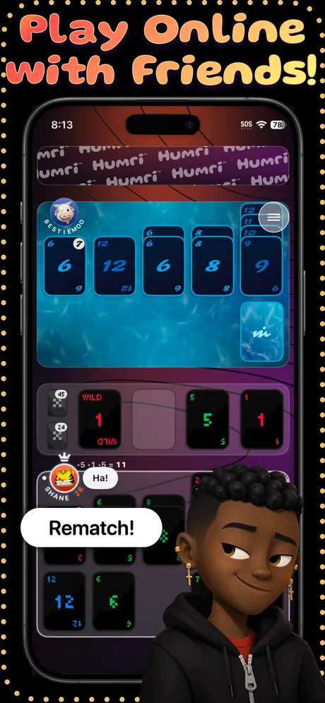 Play online with friends: an online match with quick-chat messages.